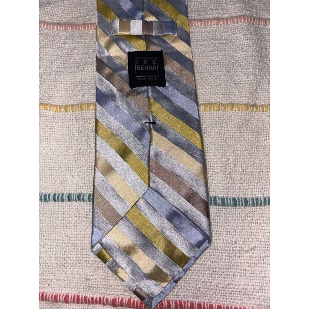 Ike Behar Stripped Cool Tone Silk Tie
